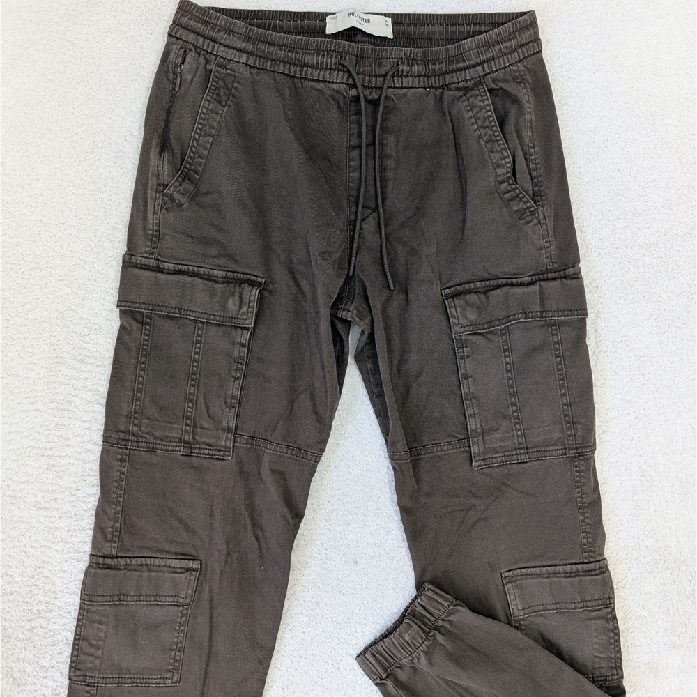 Vintage Hollister Men's M Tall Stretch Jogger Twill 4 Cargo Pockets Pants Brown